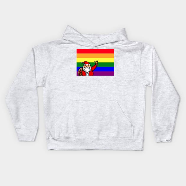 Gay Rainbow Santa Claus Kids Hoodie by Nalidsa